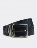  Leather Blue and Black Double Sided Men's Belt