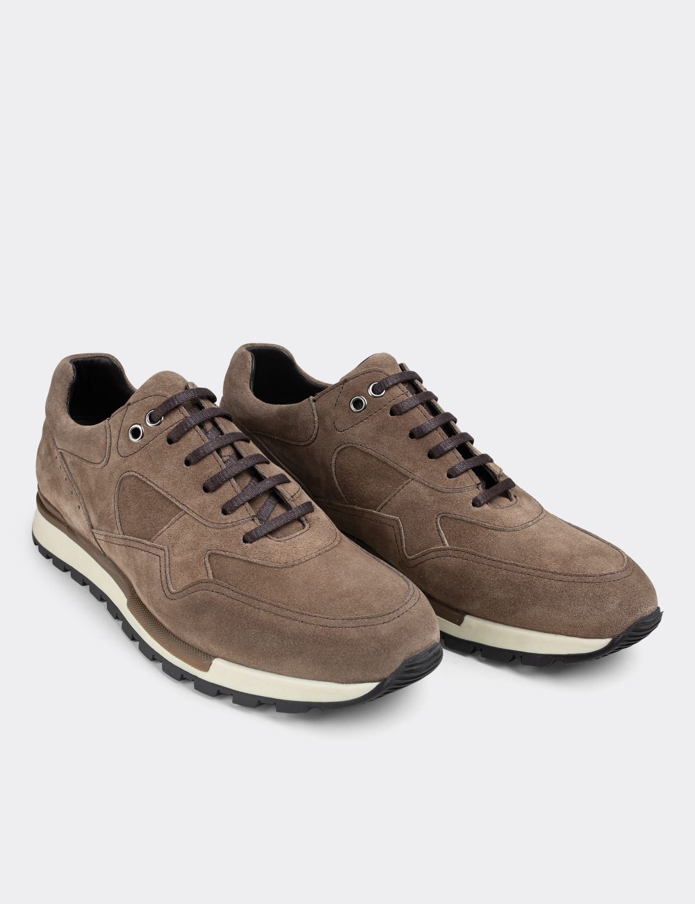 Sandstone Suede Leather Sneakers - 01818MVZNT01