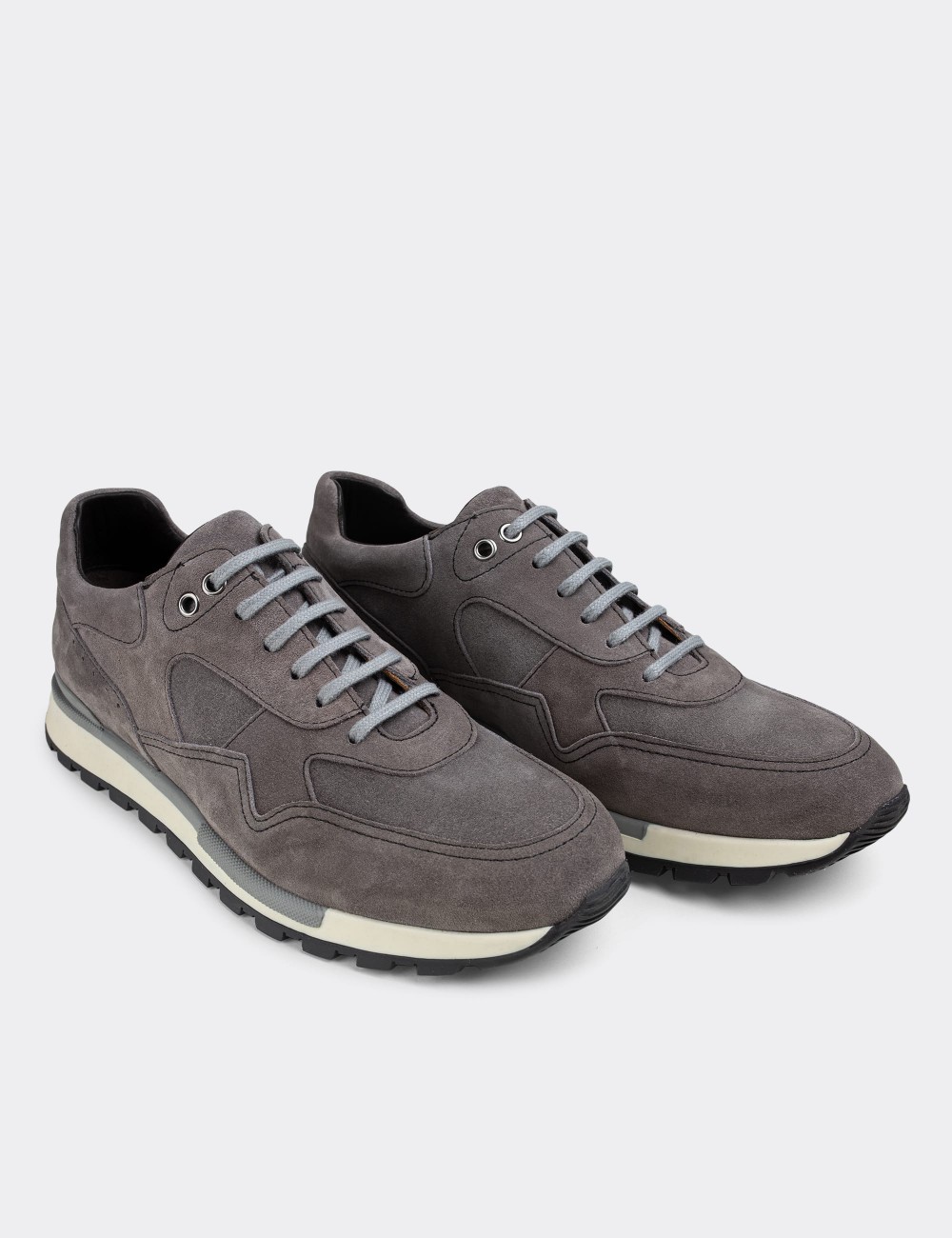 Gray Suede Leather Sneakers - 01818MGRIT01