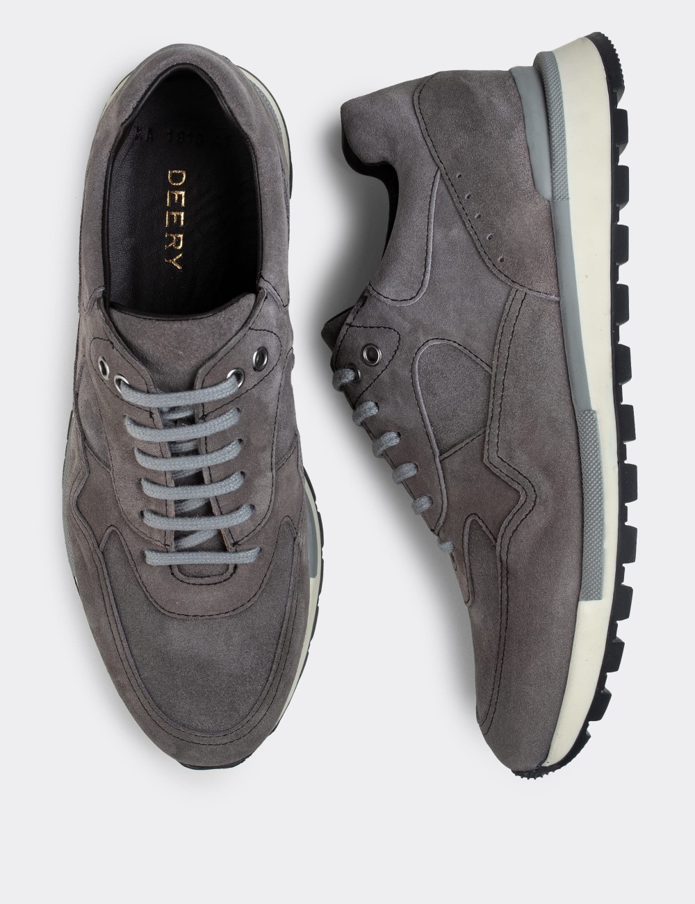 Gray Suede Leather Sneakers - 01818MGRIT01
