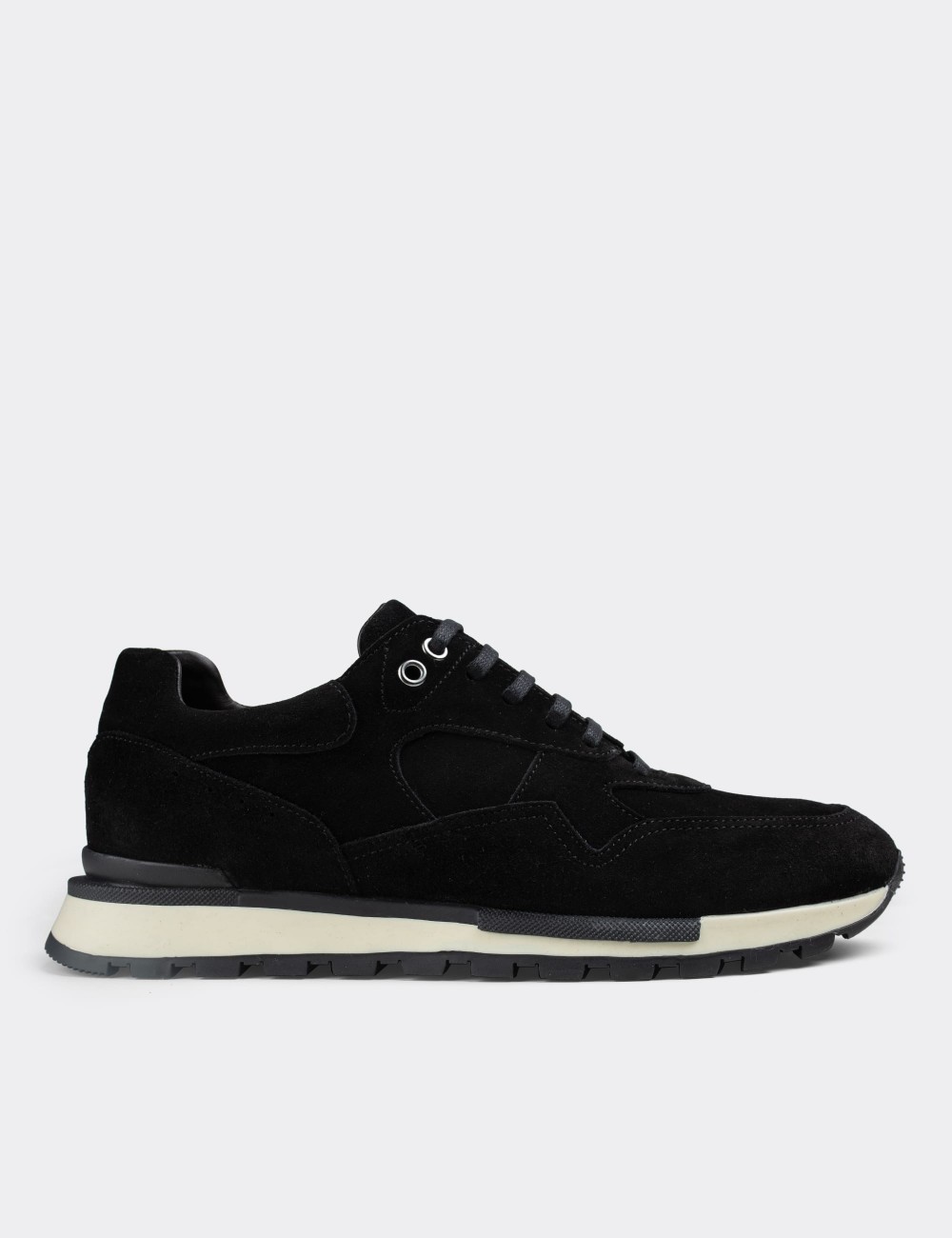 Black Suede Leather Sneakers - 01818MSYHT01