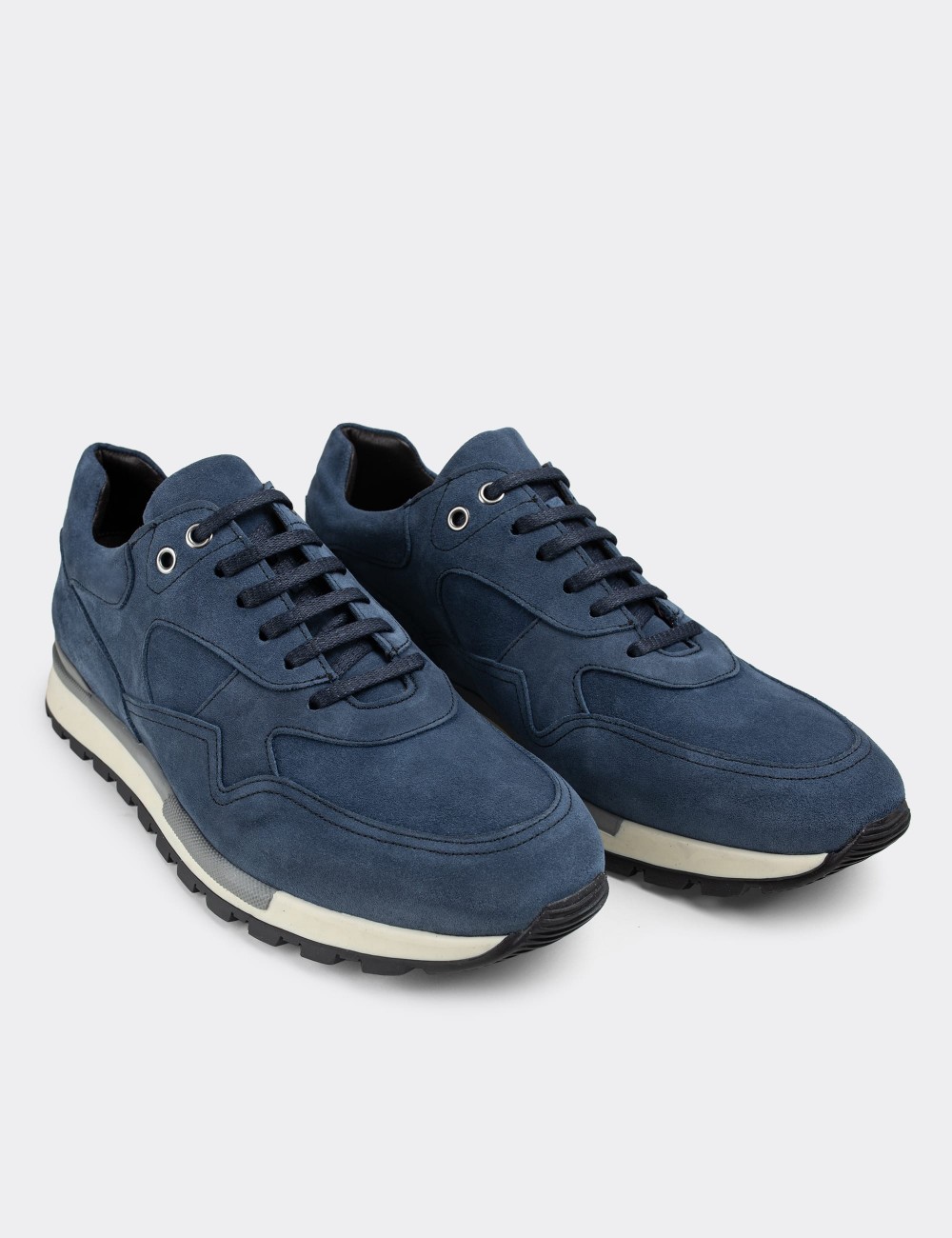 Blue Suede Leather Sneakers - 01818MMVIT01