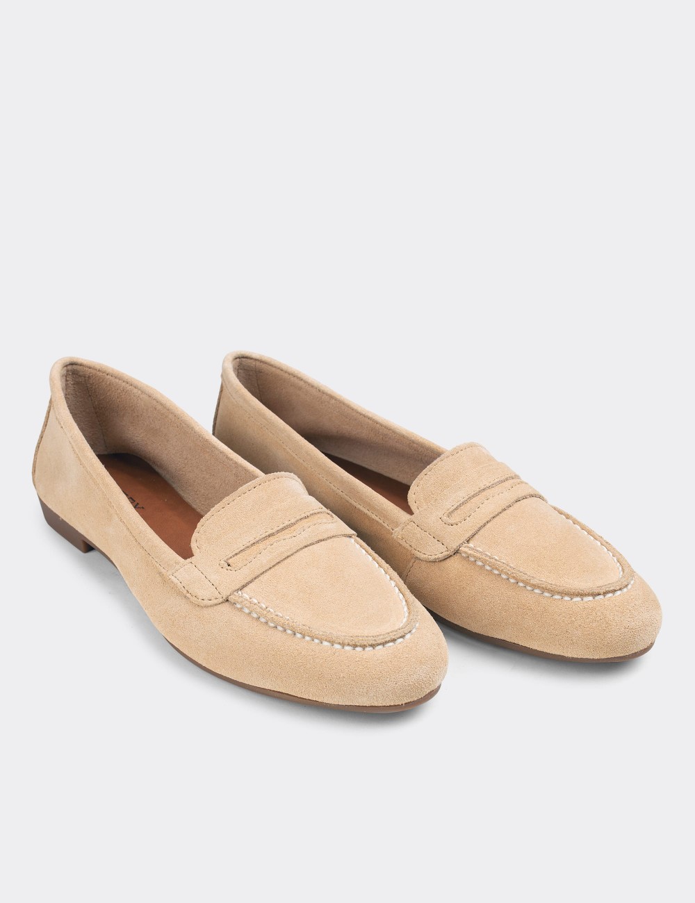 Beige Suede Leather Loafers - E3201ZBEJC01
