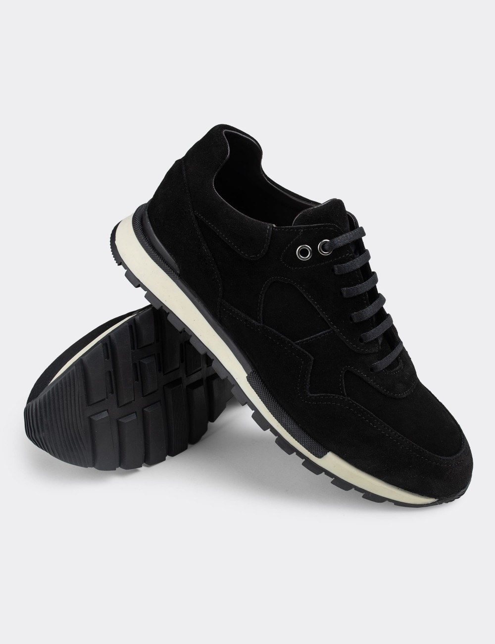 Black Suede Leather Sneakers - 01818MSYHT01
