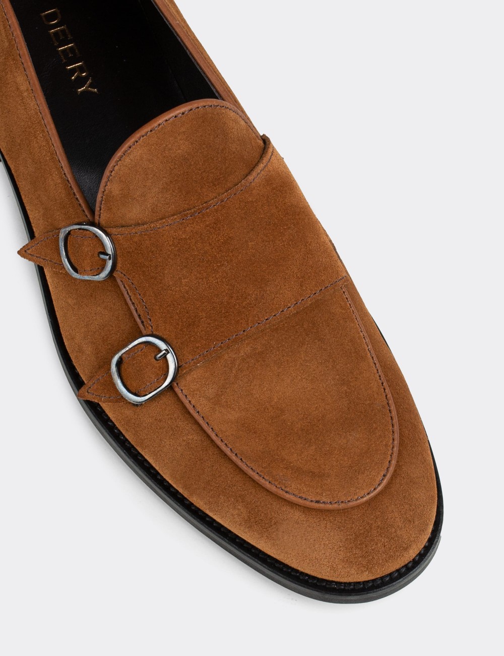 Tan Suede Leather Double Monk-Strap Loafers - 01844MTBAN02