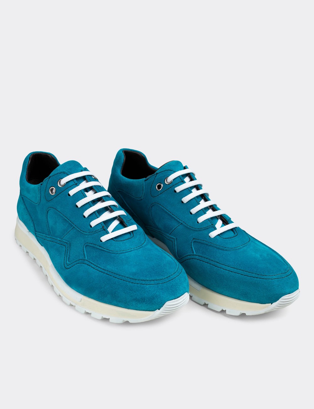 Turquoise Suede Leather Sneakers - 01818MTRKT01
