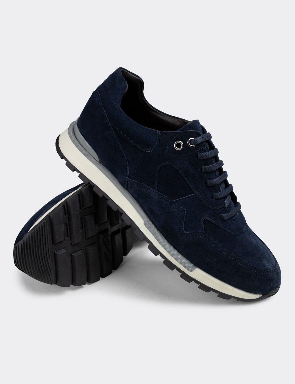 Navy Suede Leather Sneakers - 01818MLCVT01
