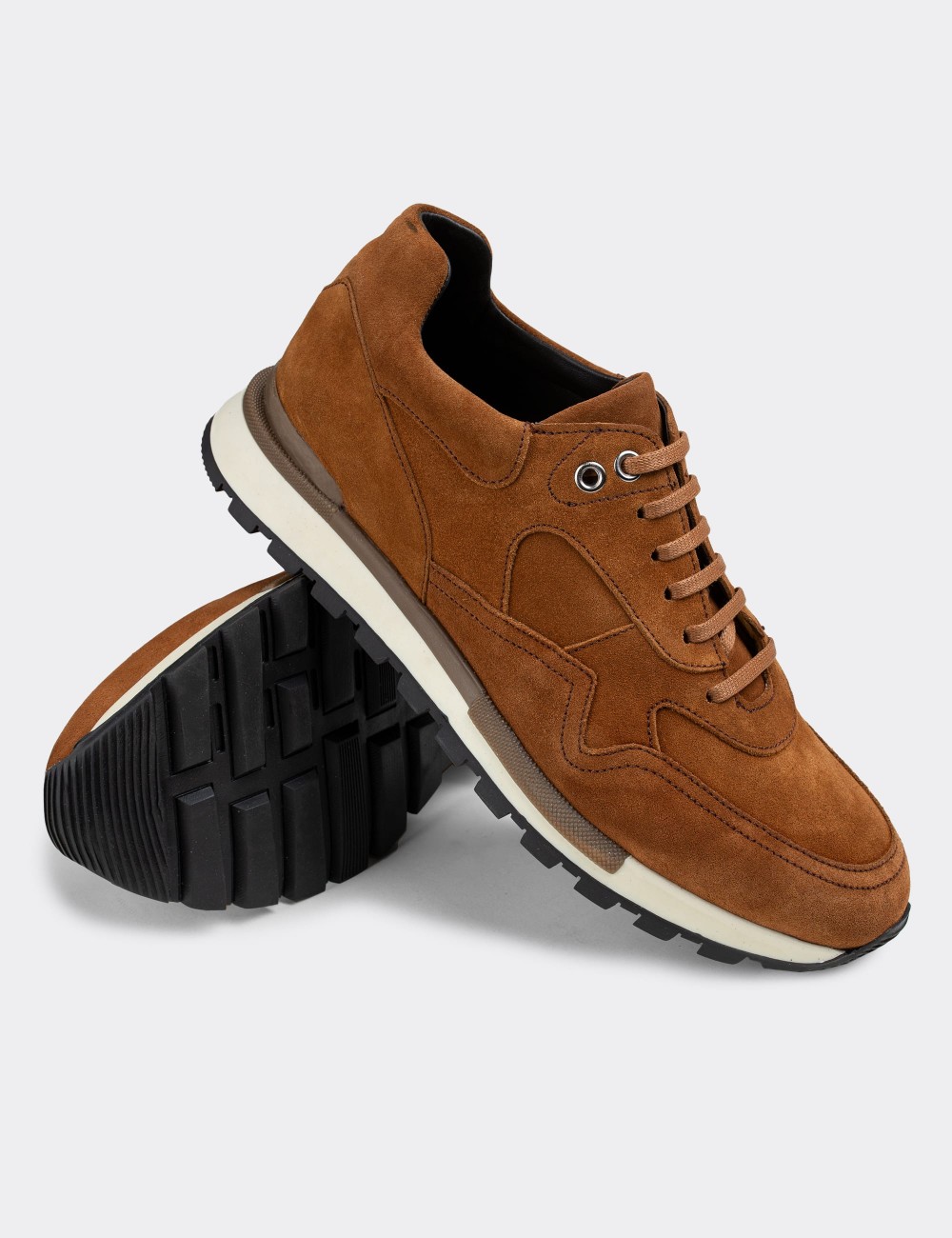 Tan Suede Leather Sneakers - 01818MTBAT01