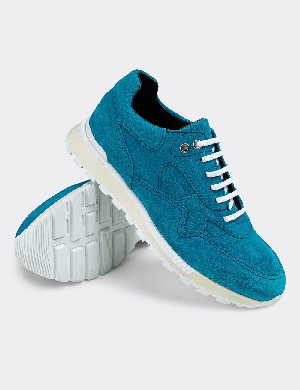 Turquoise Suede Leather Sneakers - 01818MTRKT01