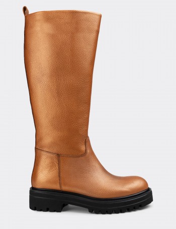 Bronze  Leather Boots - E1071ZBRNE01