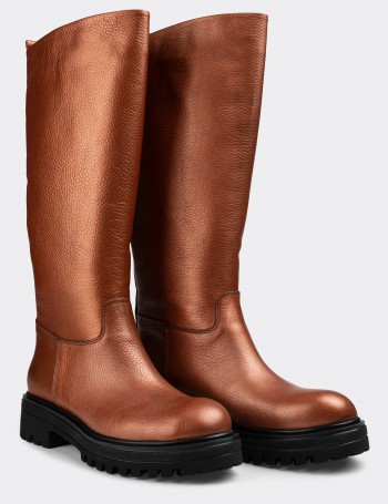 Copper  Leather Boots - E1071ZBKRE01