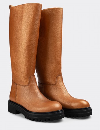 Bronze  Leather Boots - E1071ZBRNE01