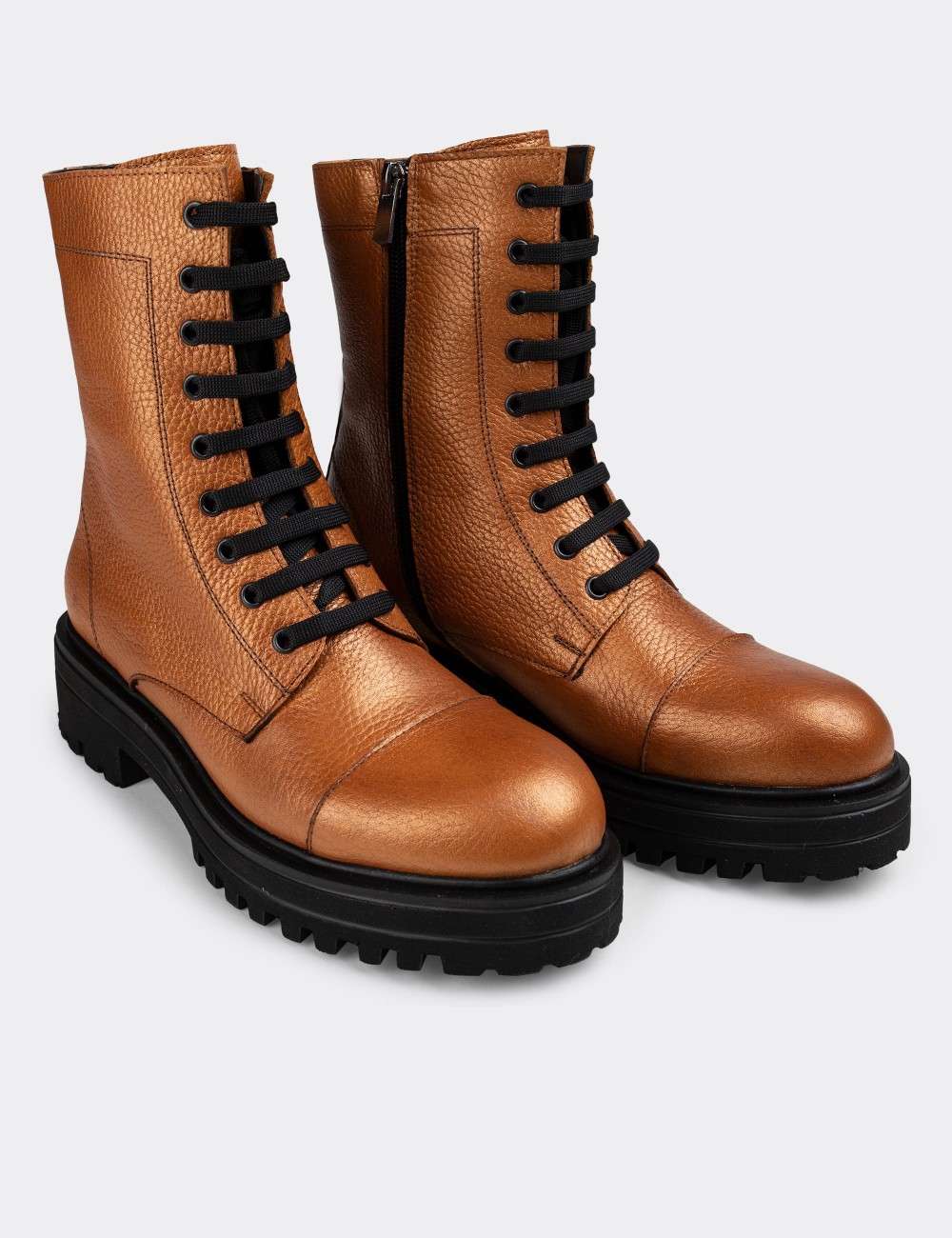 Bronze  Leather Boots - 01802ZBRNE01