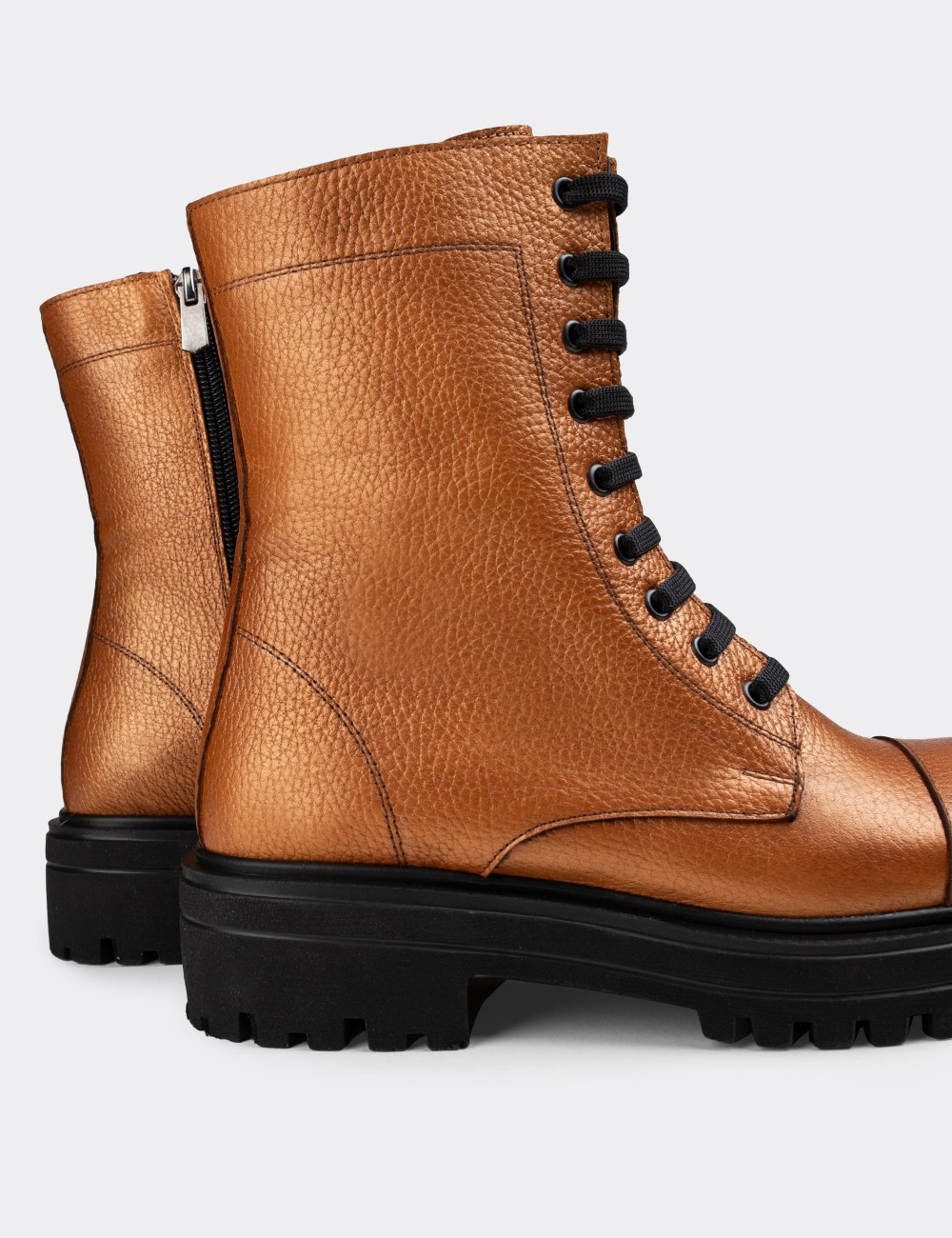 Bronze  Leather Boots - 01802ZBRNE01