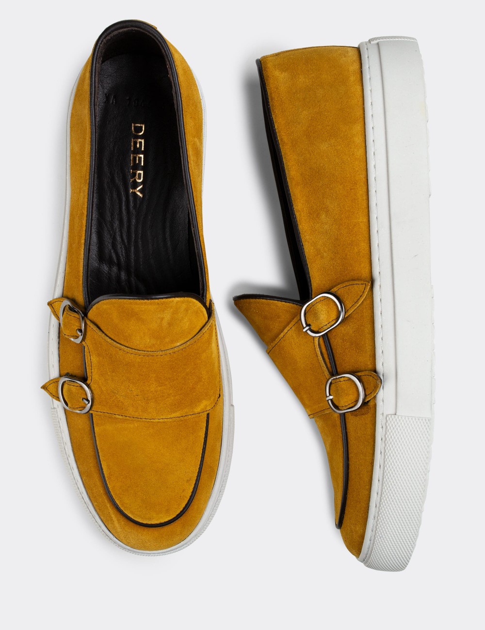 Yellow Suede Leather Double Monk-Strap Sneakers - 01846MSRIC01