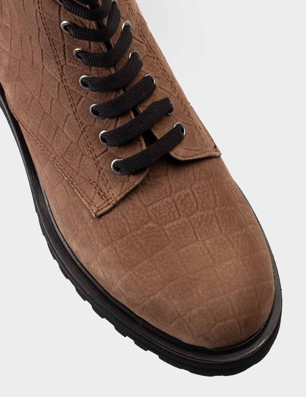 Tan Nubuck Leather Boots - 01814ZTBAE05