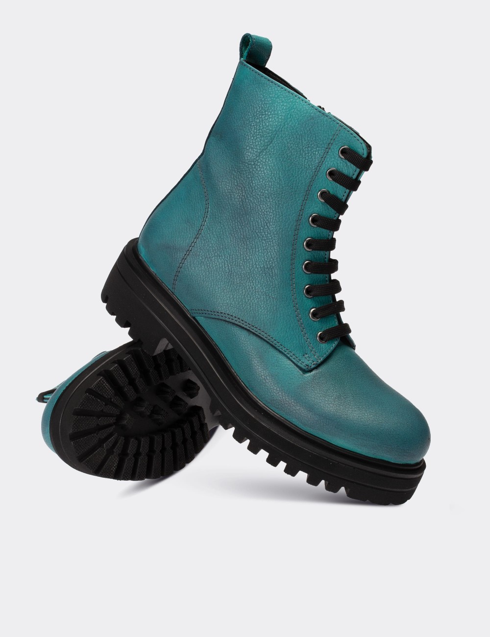 Green  Leather Boots - 01814ZYSLE06