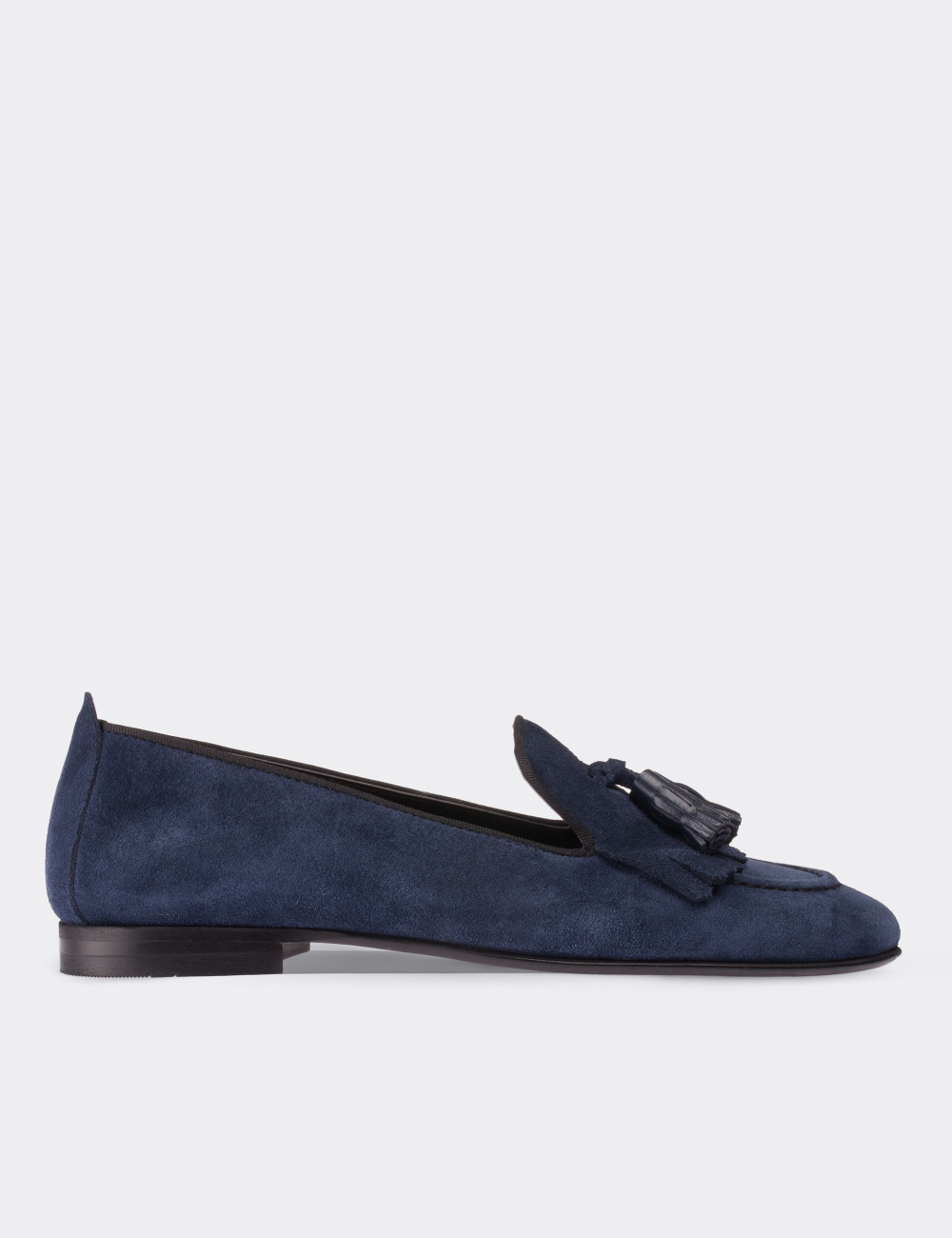 Navy Suede Leather Loafers - 01618ZLCVM03