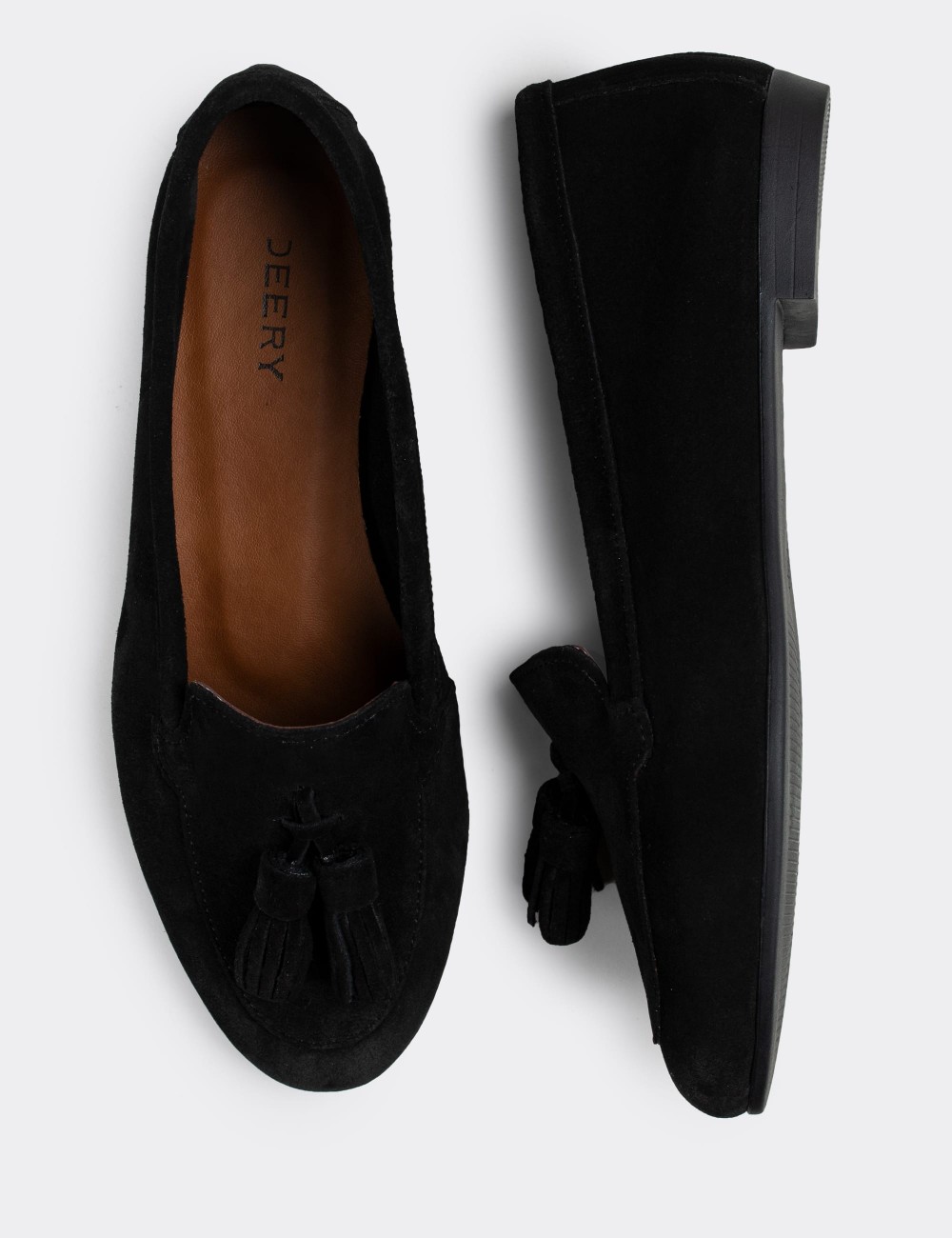 Black Suede Leather Loafers - E3209ZSYHC01