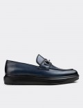 Blue  Leather Comfort Loafers