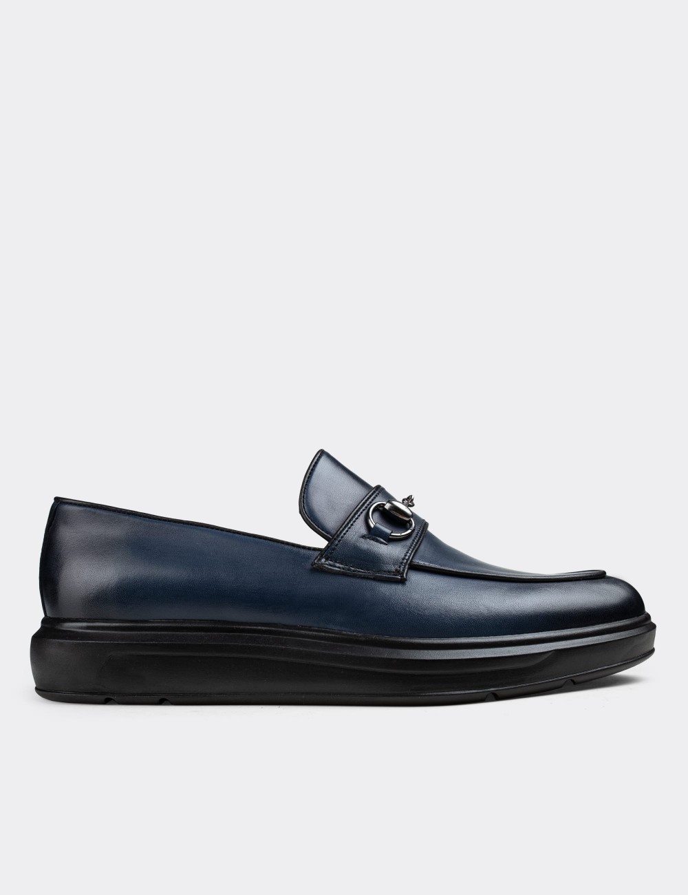 Blue  Leather Comfort Loafers - 01842MMVIP01