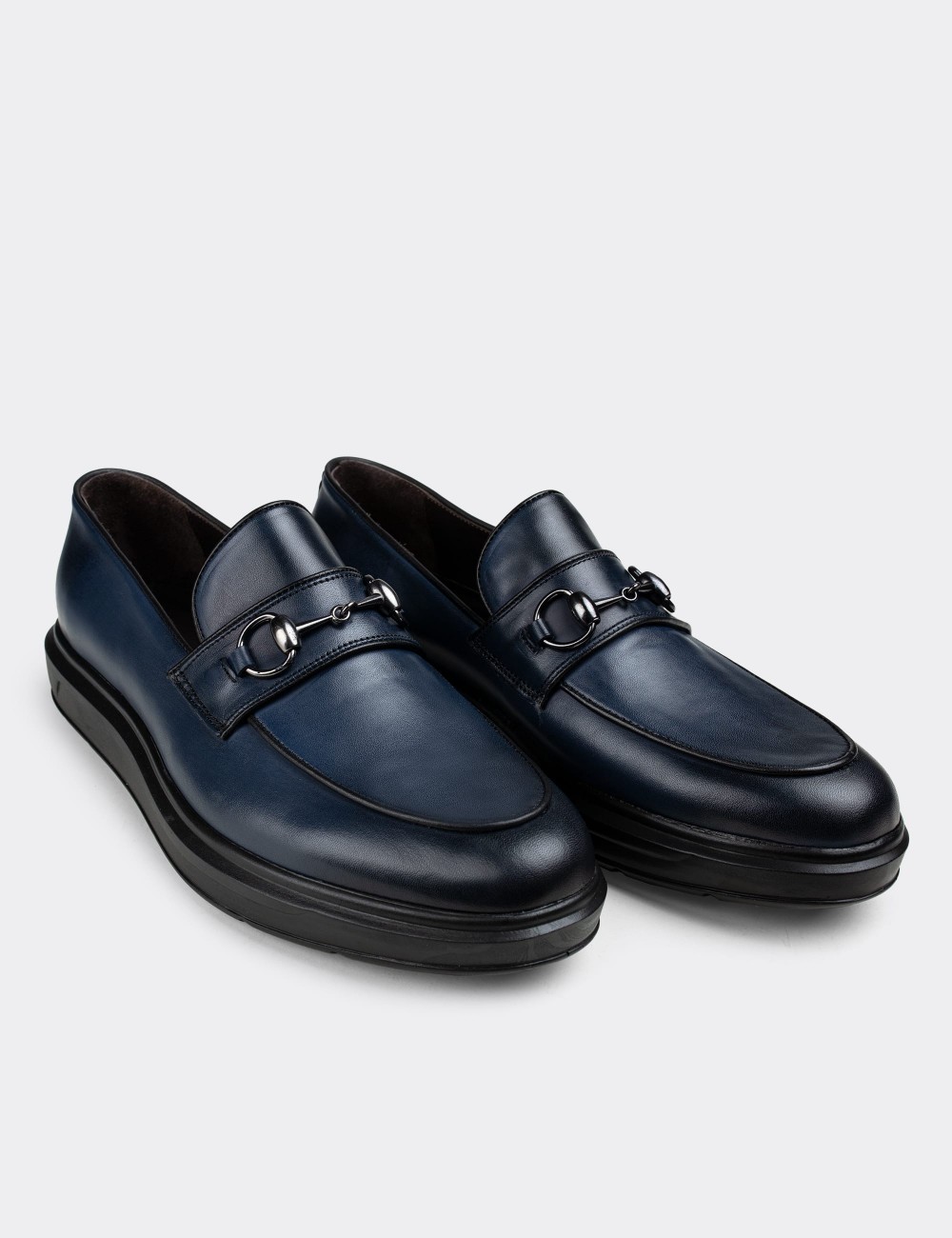 Blue  Leather Comfort Loafers - 01842MMVIP01