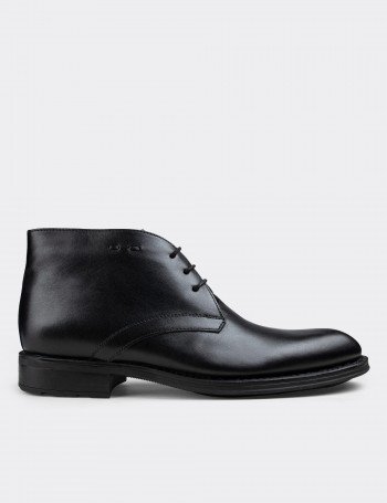 Black  Leather Boots - 01295MSYHC08