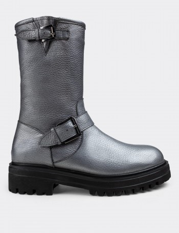 Gray  Leather Boots - 01805ZGRIE01