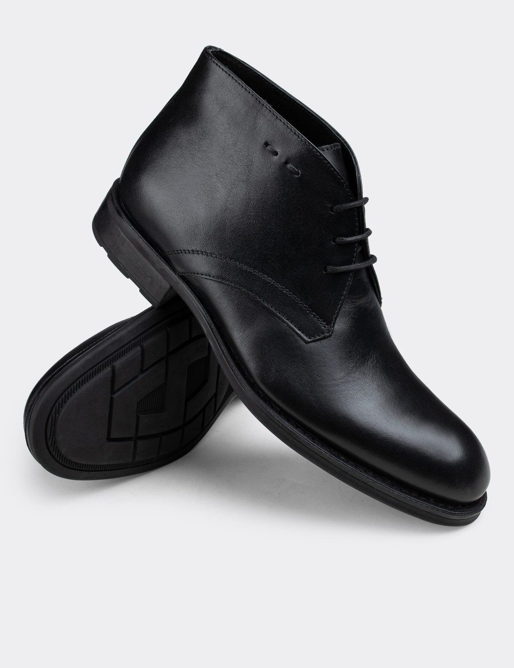 Black  Leather Boots - 01295MSYHC08