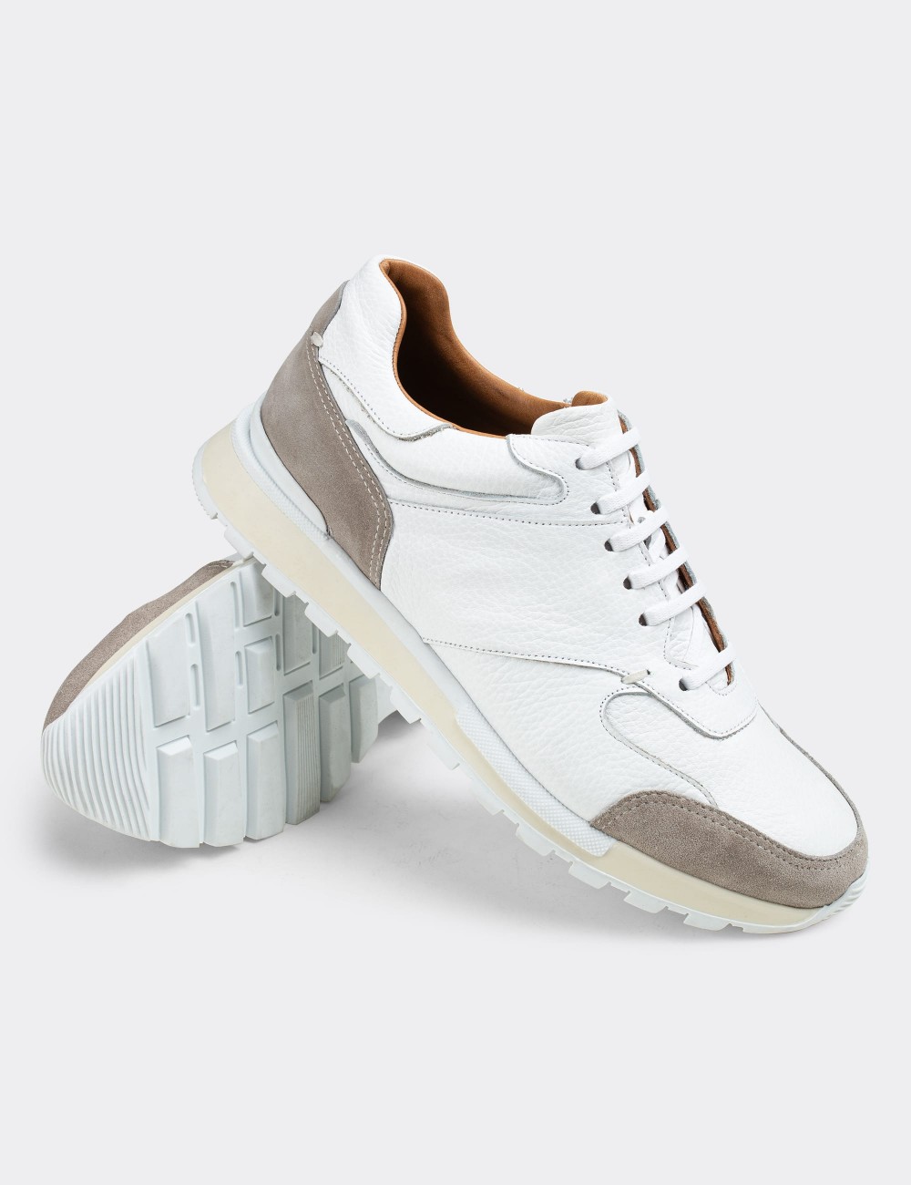 White  Leather Sneakers - 01718MBYZT01