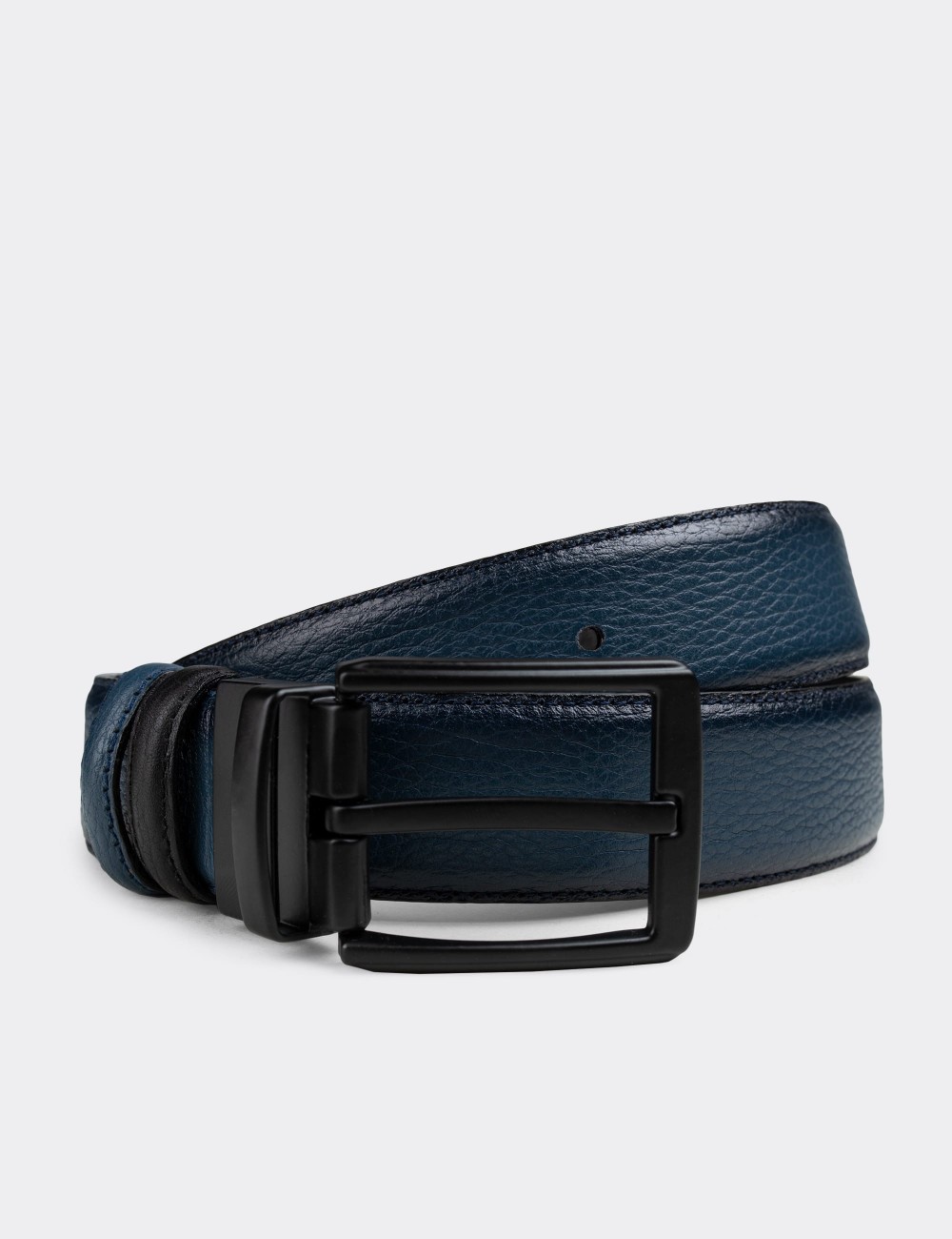  Leather Blue and Black Double Sided Men's Belt - K0408MMVIW01