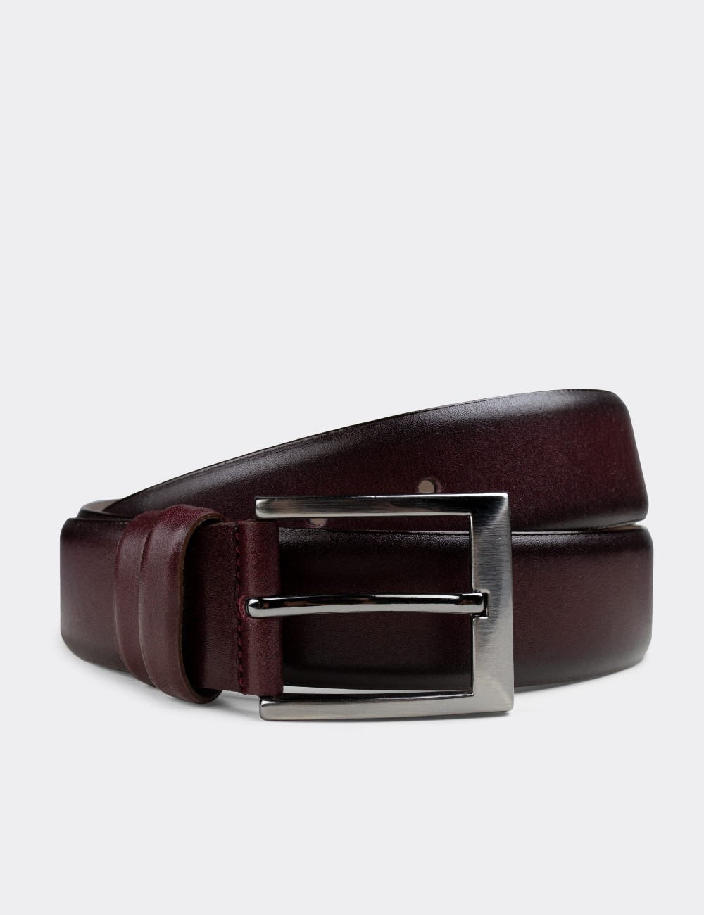  Leather Burgundy Men's Belt - K0407MBRDW01