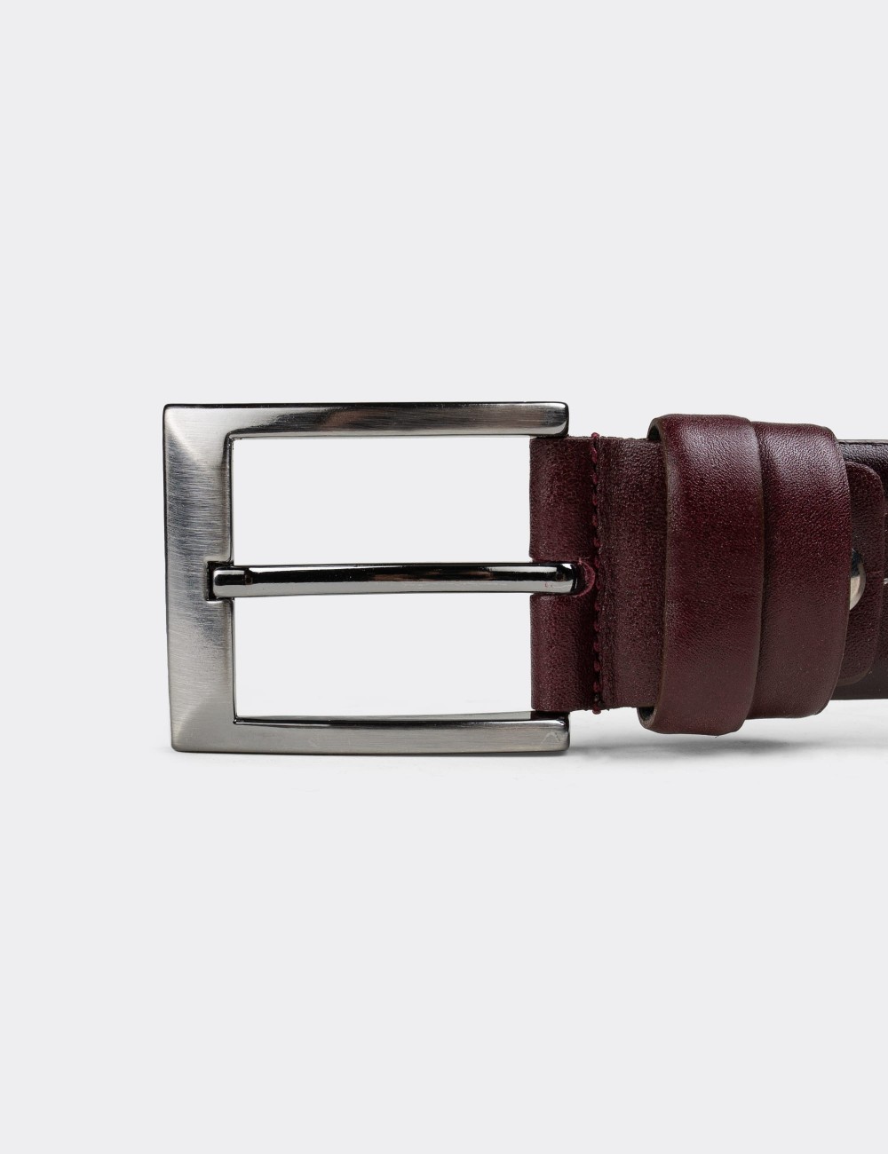  Leather Burgundy Men's Belt - K0407MBRDW01