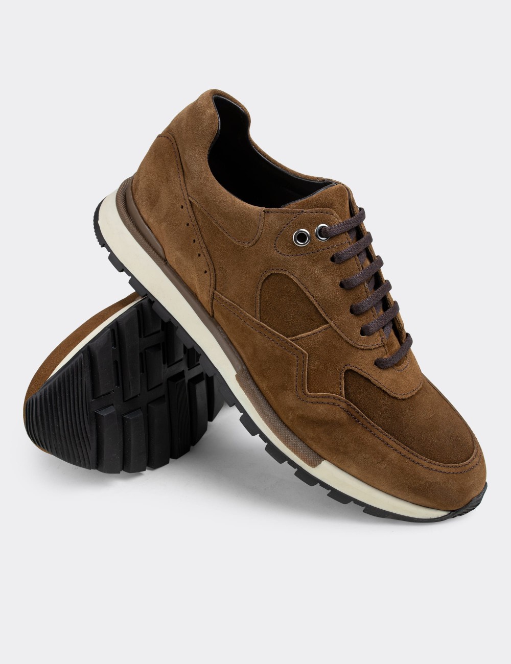 Tan Suede Leather Sneakers - 01818MTBAT02