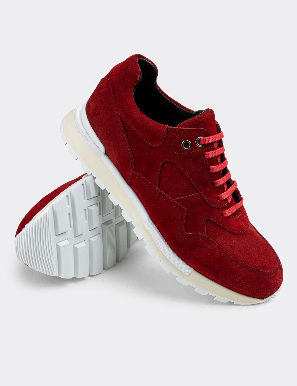 Red Suede Leather Sneakers - 01818MKRMT01