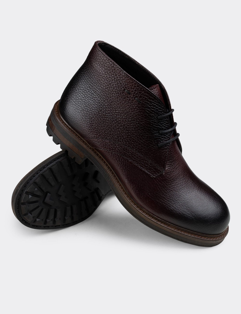 Burgundy  Leather Desert Boots - 01295MBRDC02