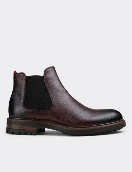 Burgundy Leather Chelsea Boots