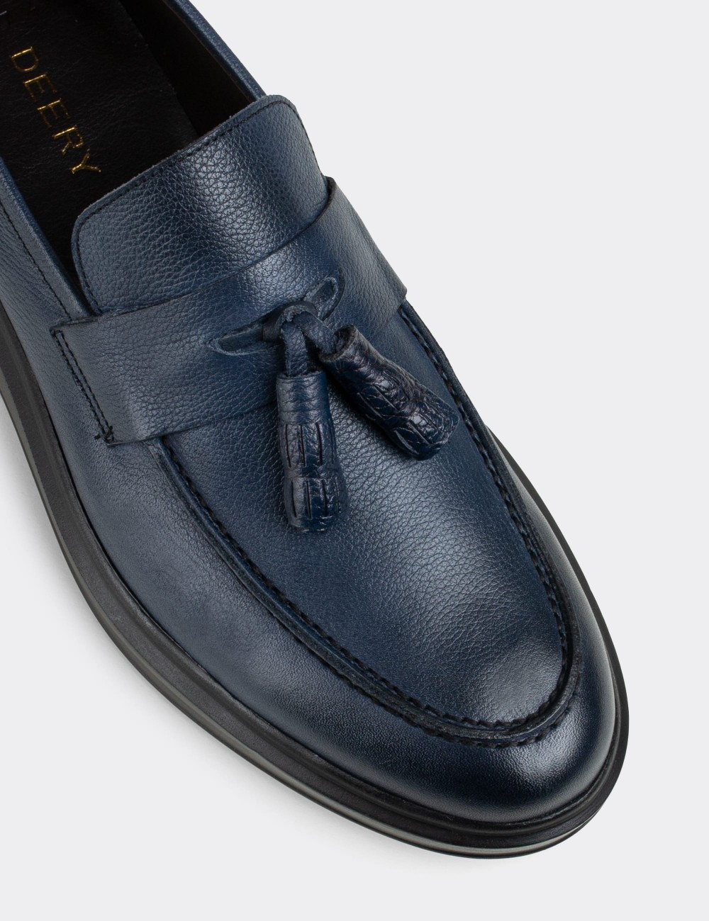 Blue  Leather Loafers - 01587MMVIP05