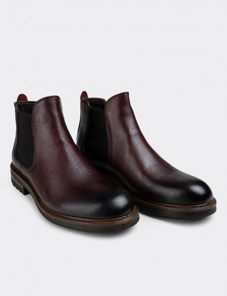 Burgundy Leather Chelsea Boots