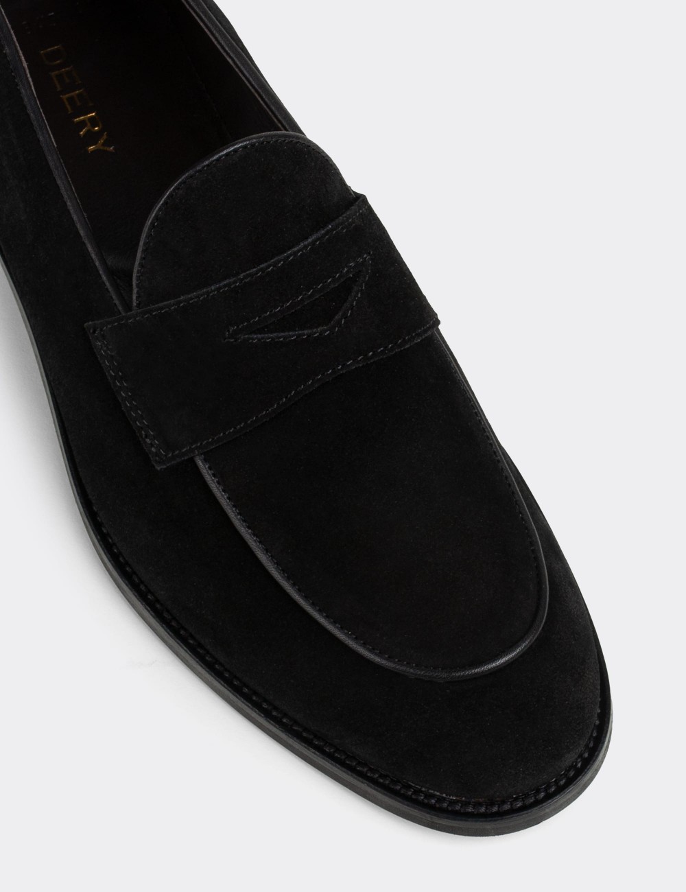 Black Suede Leather Loafers - 01845MSYHN02