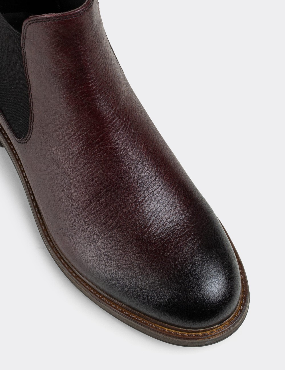 Burgundy  Leather Chelsea Boots - 01620MBRDC13