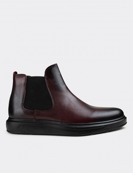 Burgundy Leather Chelsea Boots