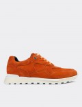 Orange Suede Leather Sneakers