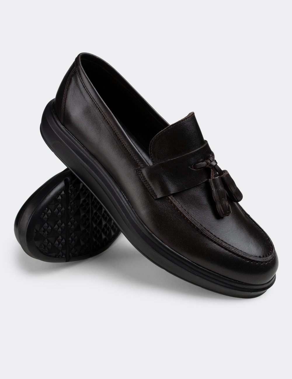 Brown  Leather Loafers - 01587MKHVP05