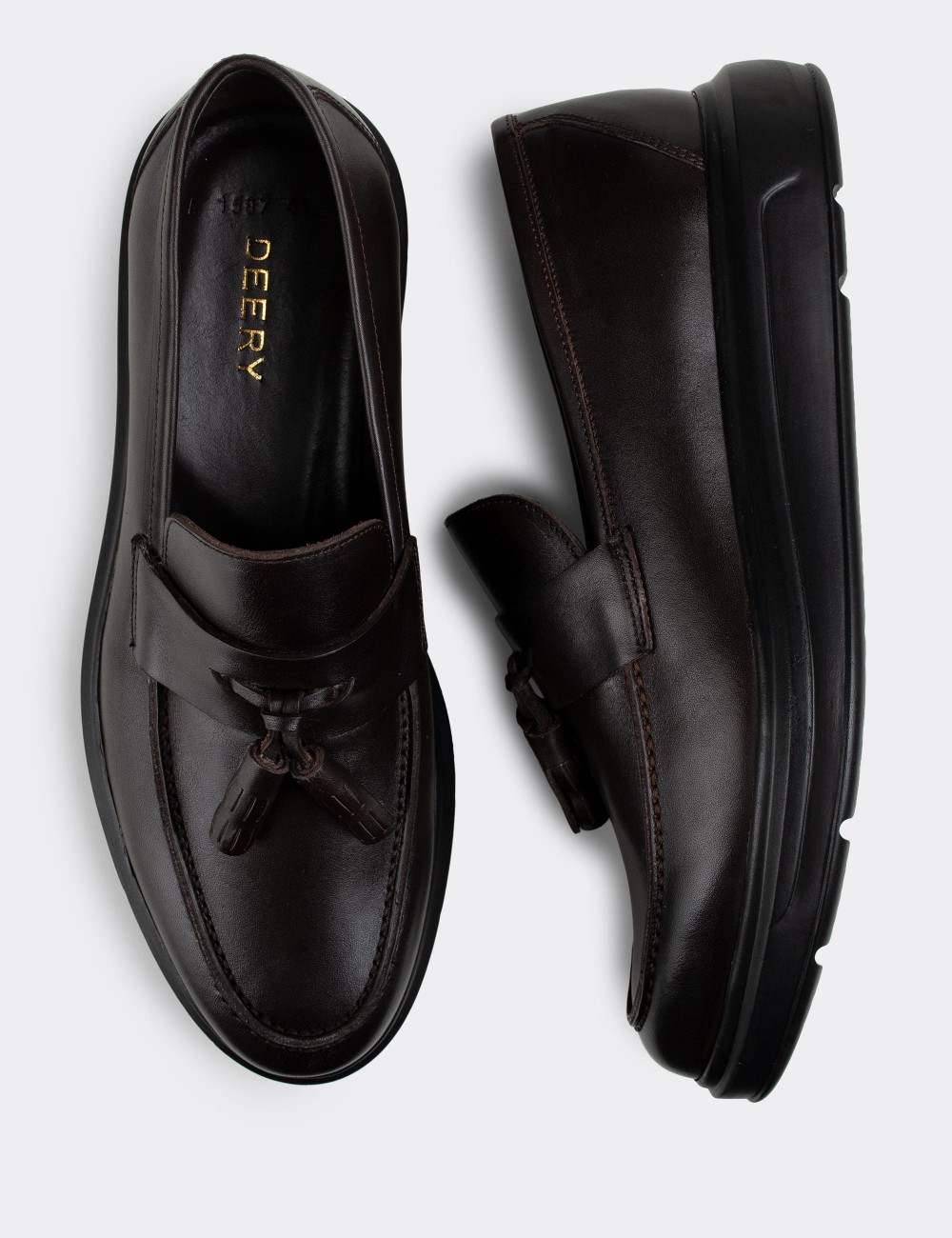 Brown  Leather Loafers - 01587MKHVP05