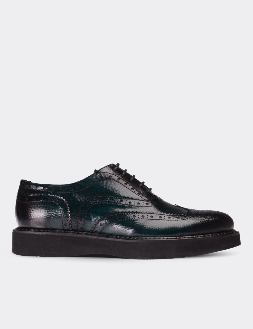 Green  Leather Lace-up Shoes - 01418ZYSLE01