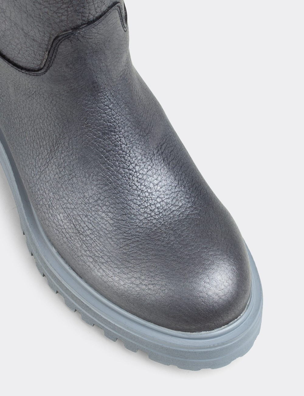 Gray  Leather Boots - E1071ZGRIE01