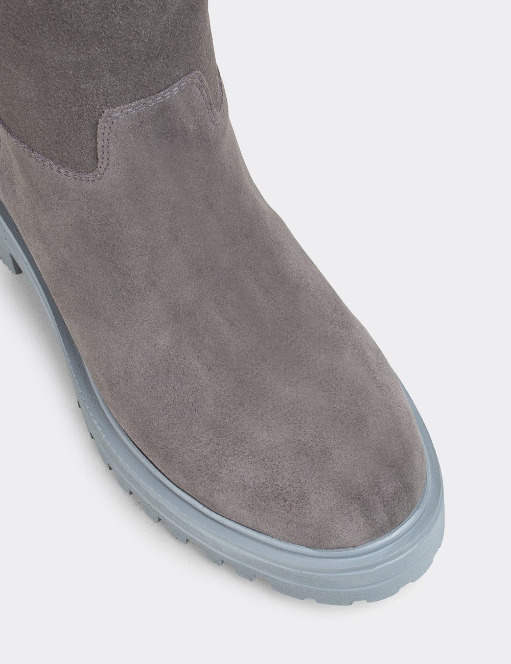 Gray Suede Leather Boots - E1071ZGRIE02