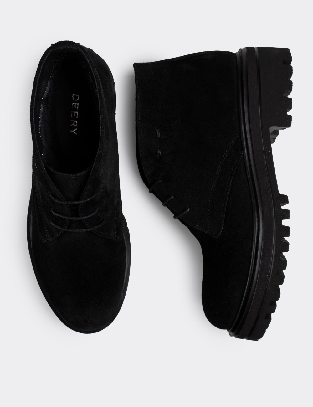 Black Suede Leather Desert Boots - 01847ZSYHE02