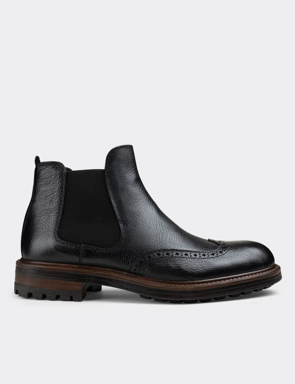Black  Leather Chelsea Boots - 01622MSYHC10
